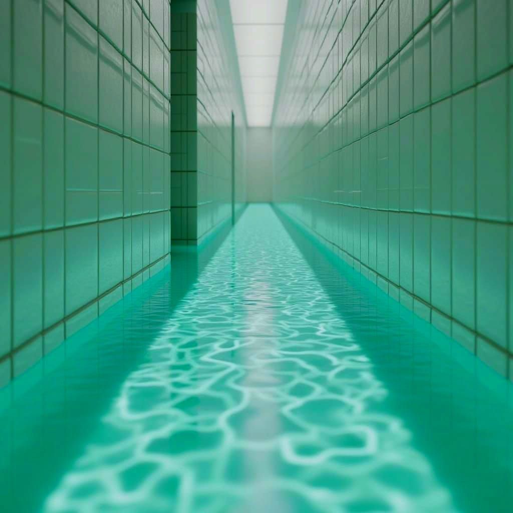Unsettling Backrooms Pool Room in Digital Art Style