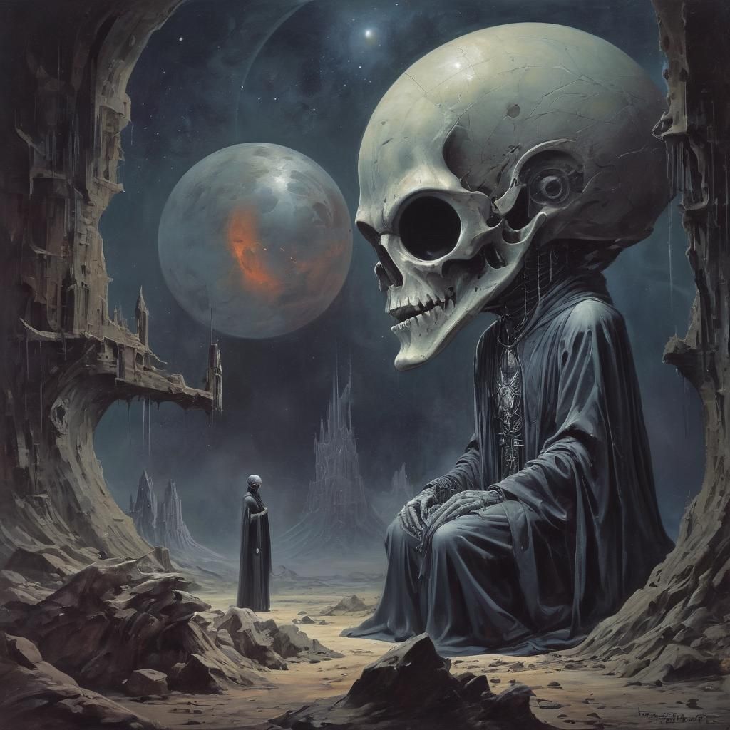 Gothic Sci-Fi Painting in Frank Kelly Freas Style