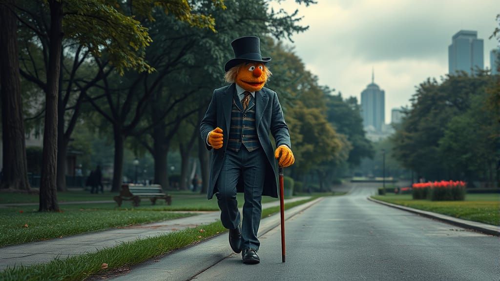 Dapper Muppet Stroll in Lush City Park