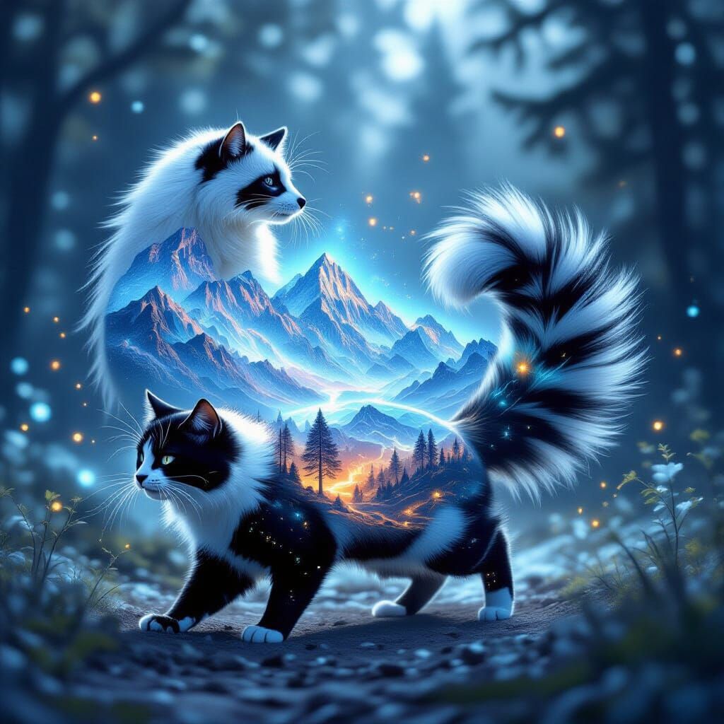 Skunk Reveals Bioluminescent Starscape Double Exposure