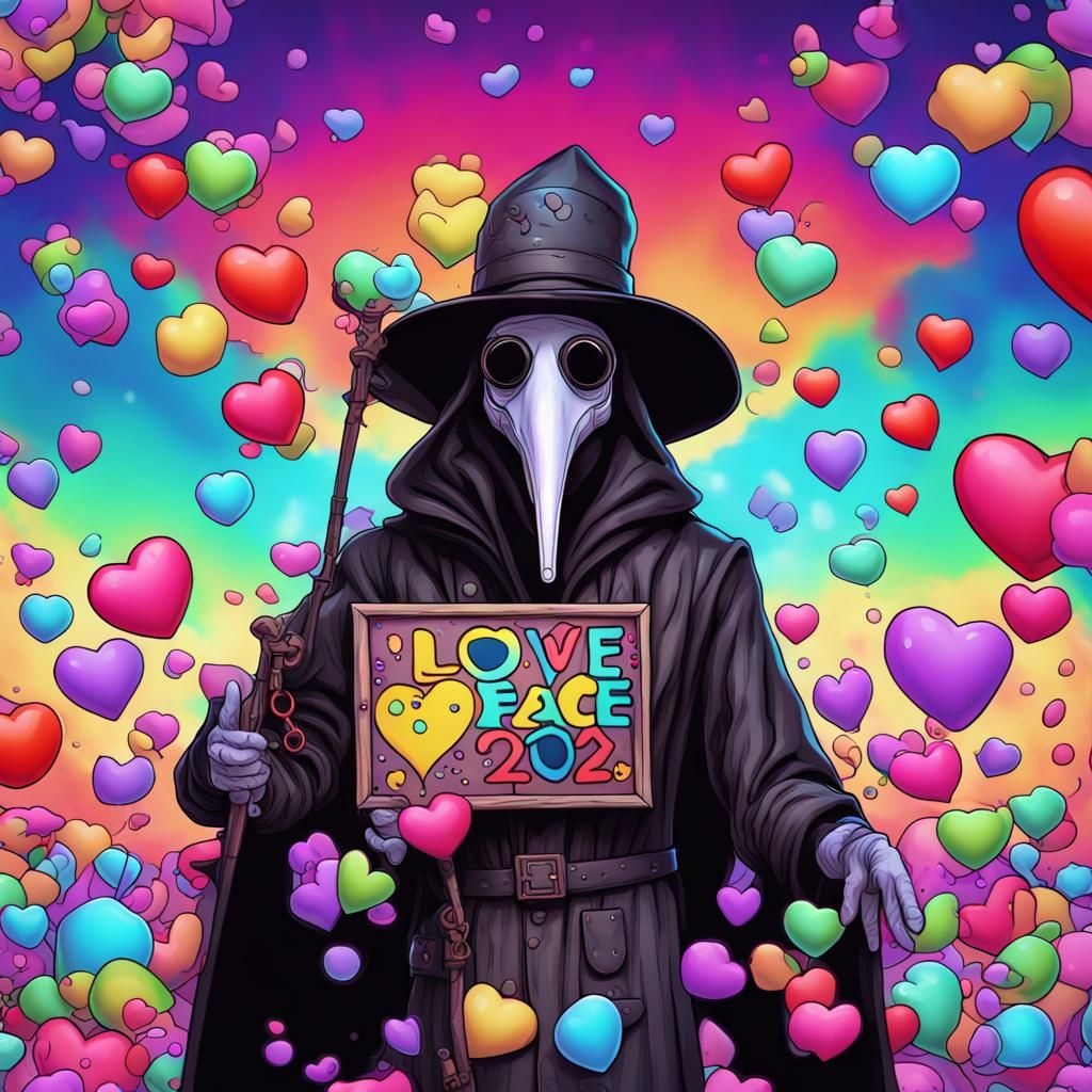 Psychedelic Plague Doctor of Love and Peace