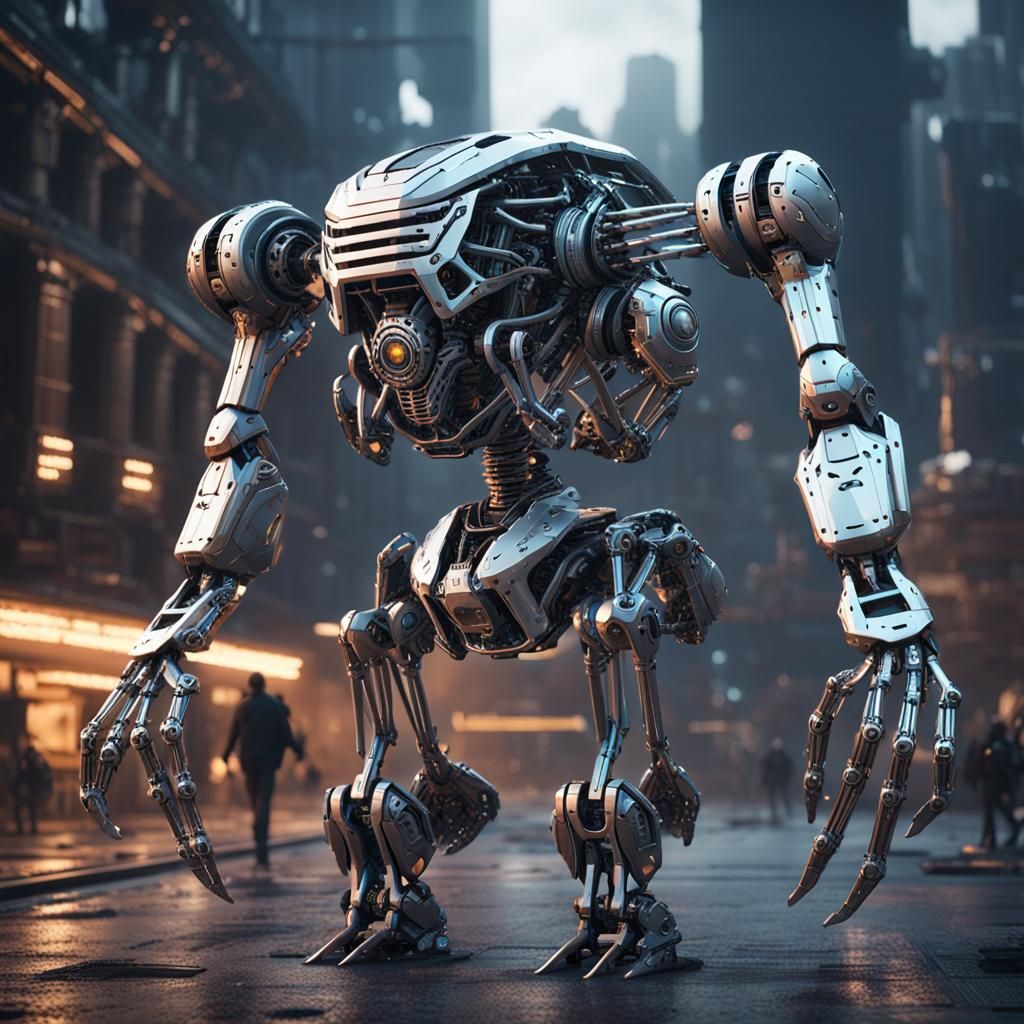 Futuristic Robot Skeleton with Polished Metal Details