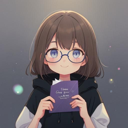 Girl with Birthday Card in Moody Pastel Colors