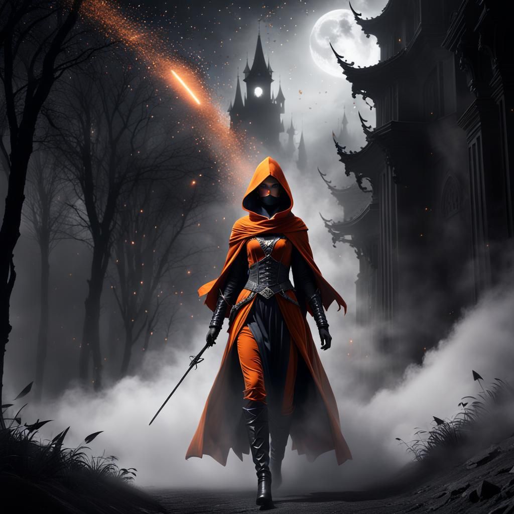 Mysterious Masked Lady in Shadow: Fantasy Art