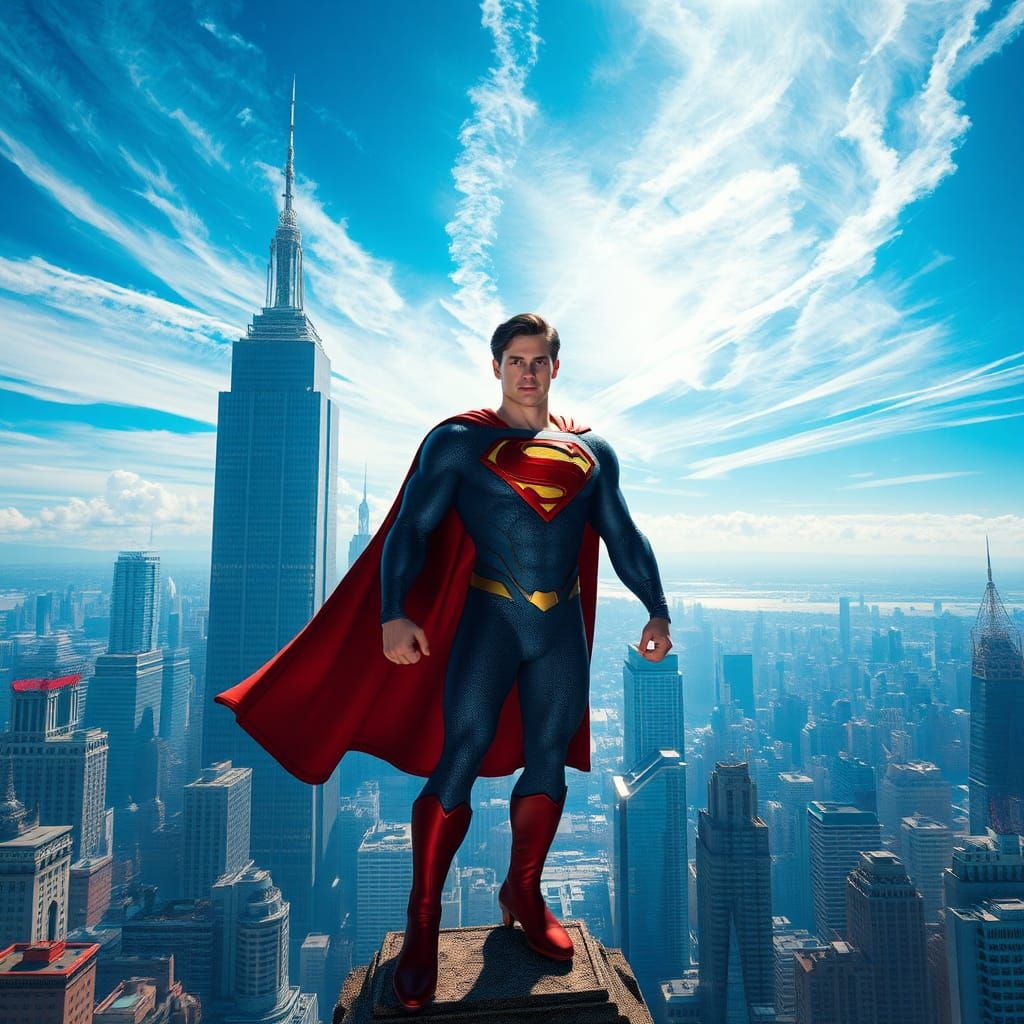 Superman in Futuristic Metropolis, AAA Video Game Style