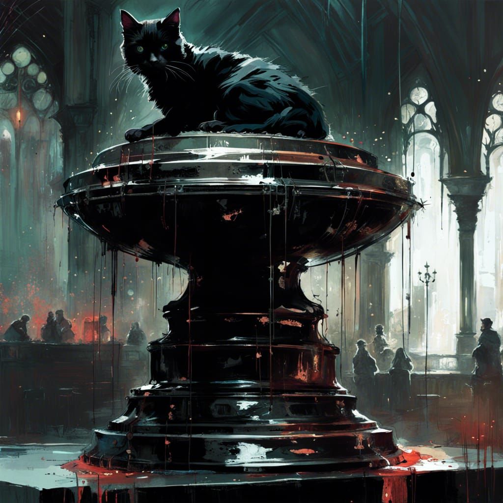 Gothic Black Cat Trophy Fine Art