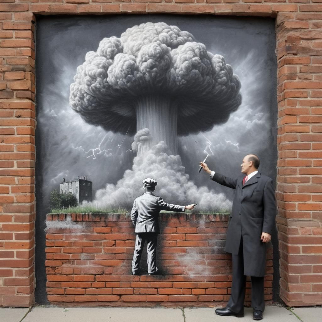 Oppenheimer Mushroom Cloud: Chalk Art Fusion