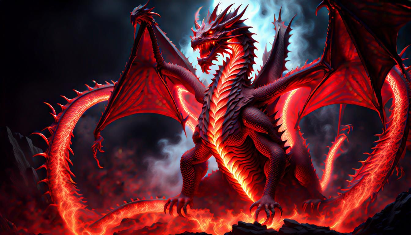Red Dragon God in Hyper Detailed CGI