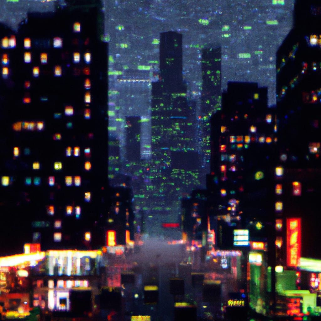 Bustling City Street at Night in 8-Bit