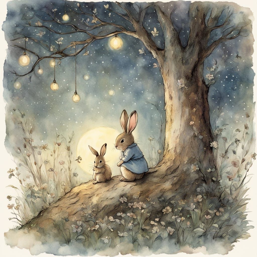 Enchanted Garden Scene in Whimsical Watercolor