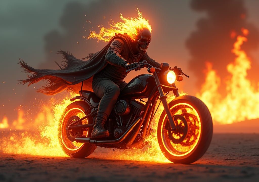 Ghost Rider in Hellscape, Fantasy Concept Art