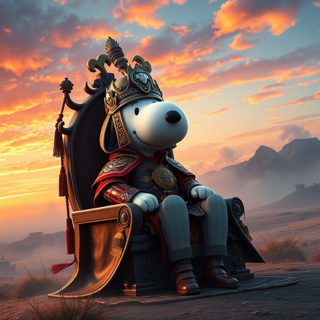Snoopy as Genghis Khan in Hyper-Realistic Style