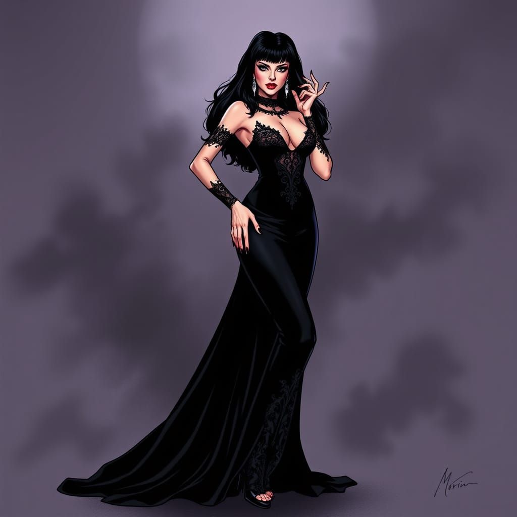 Elvira: Mistress of the Dark in Sultry Gothic Elegance