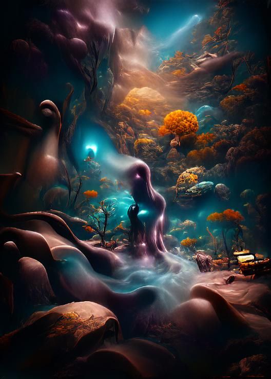 Underwater Dreamscape: Digital Art in Rolando Style