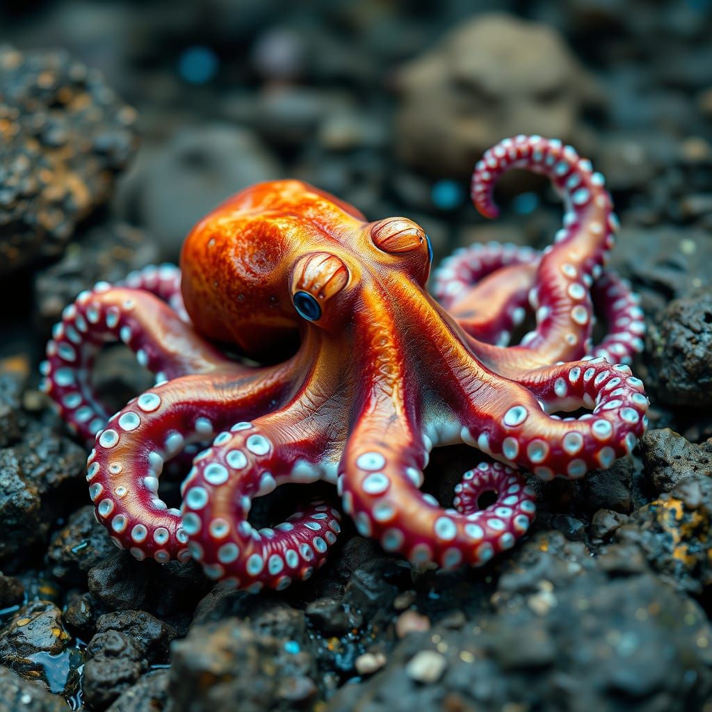 Mandelbroctopus in Vibrant Dark Turquoise and Gold