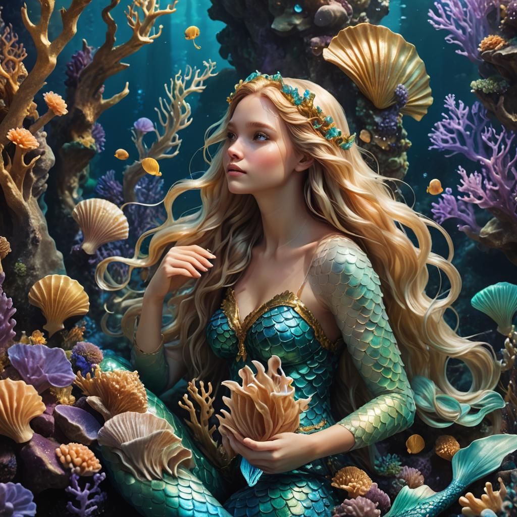 Mermaid in Underwater Kingdom Fantasy Concept Art