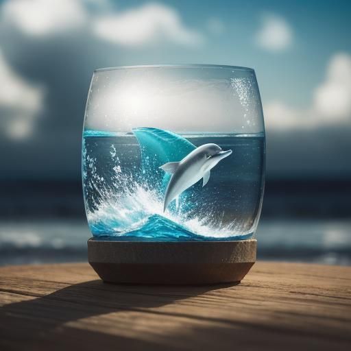 Crystal Dolphin in the Sea: Shimmering Digital Art