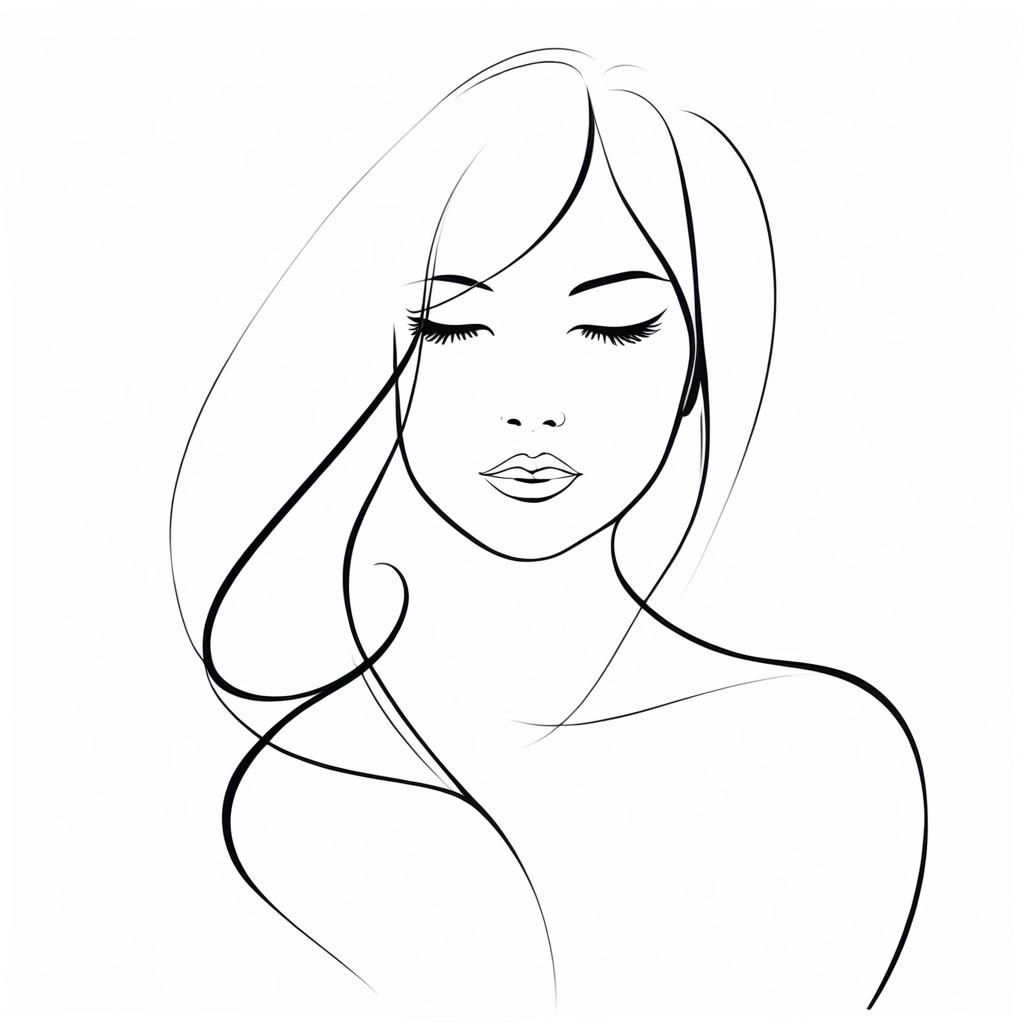 Minimalist Line Art Portrait of a Woman