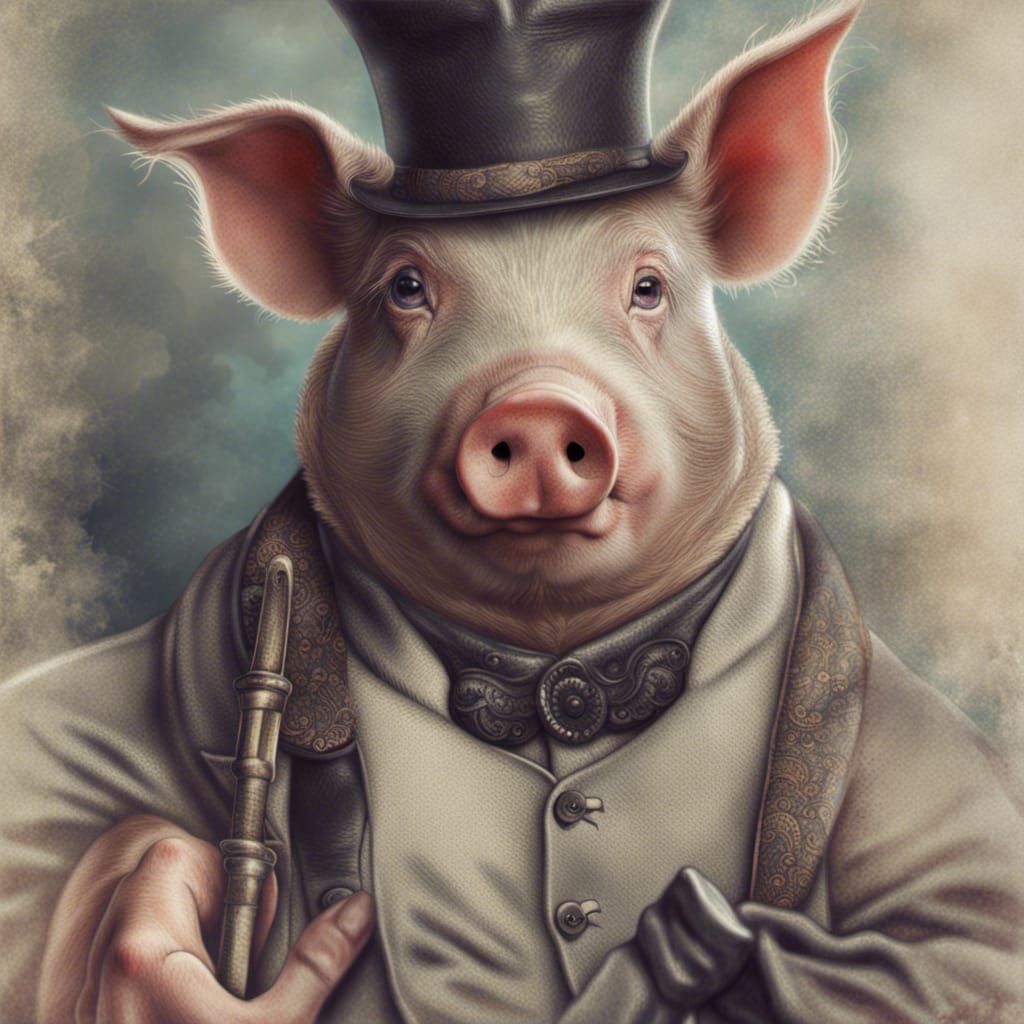Hyperrealistic Pig Portrait in High Definition