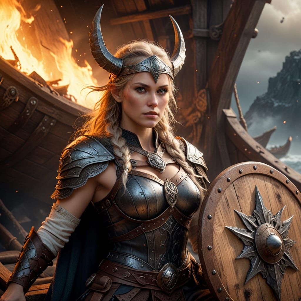Stunning Viking Valkyrie in a Viking Ship, Inspired by Luis ...