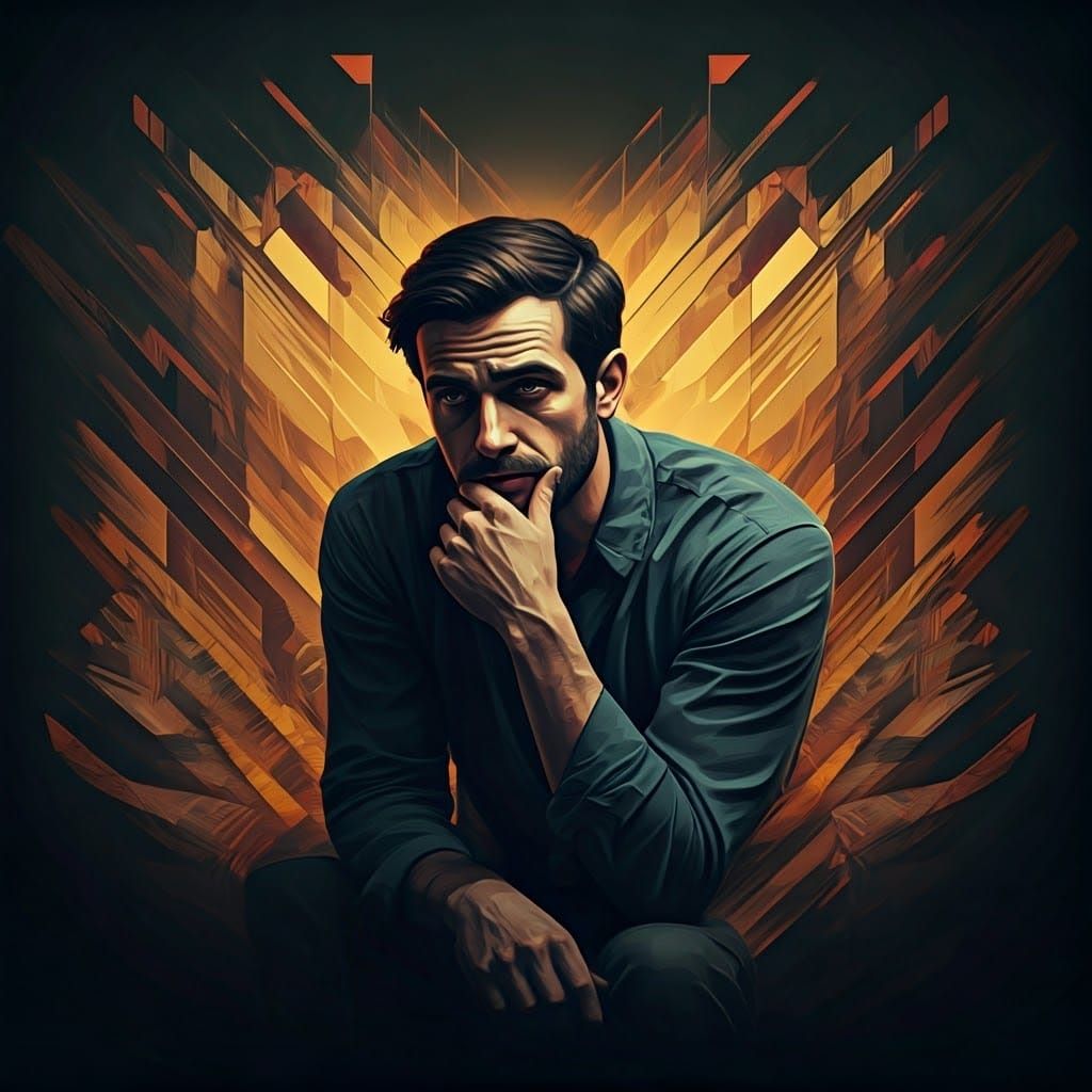 Geometric Man in Maximalist Fauvism Style