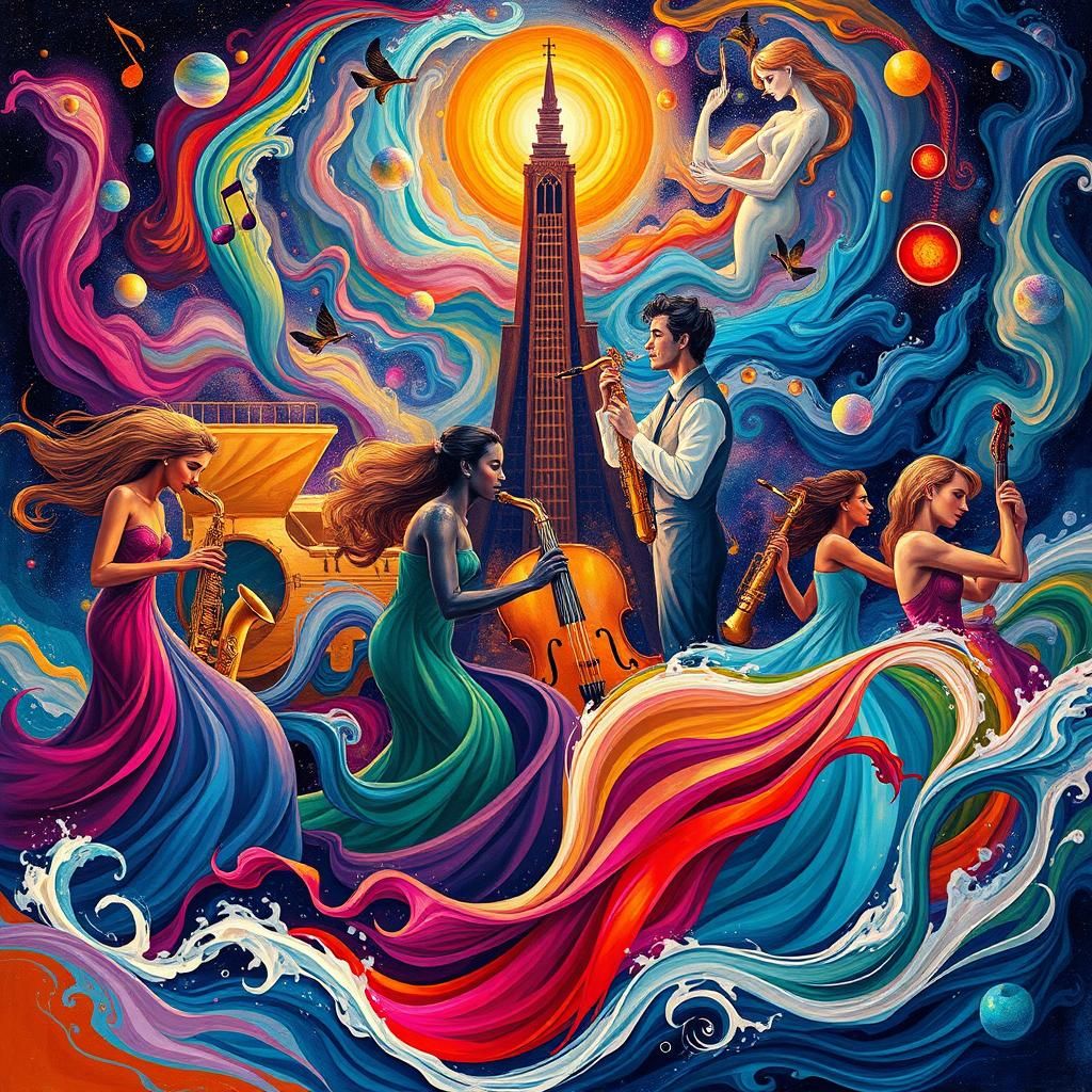 Intergalactic Jazz Band: Expressive Musicians in Vibrant Sty...