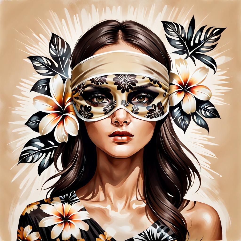 Woman in Hawaiian Dress: Airbrush Illustration