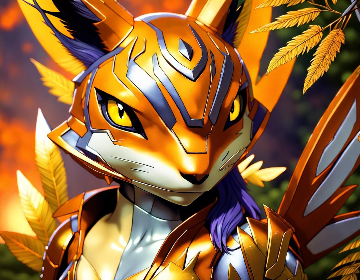 Anthro Female Renamon in Mystical Armor