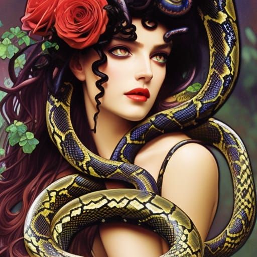 Gorgeous Medusa in Greek Temple Ruins