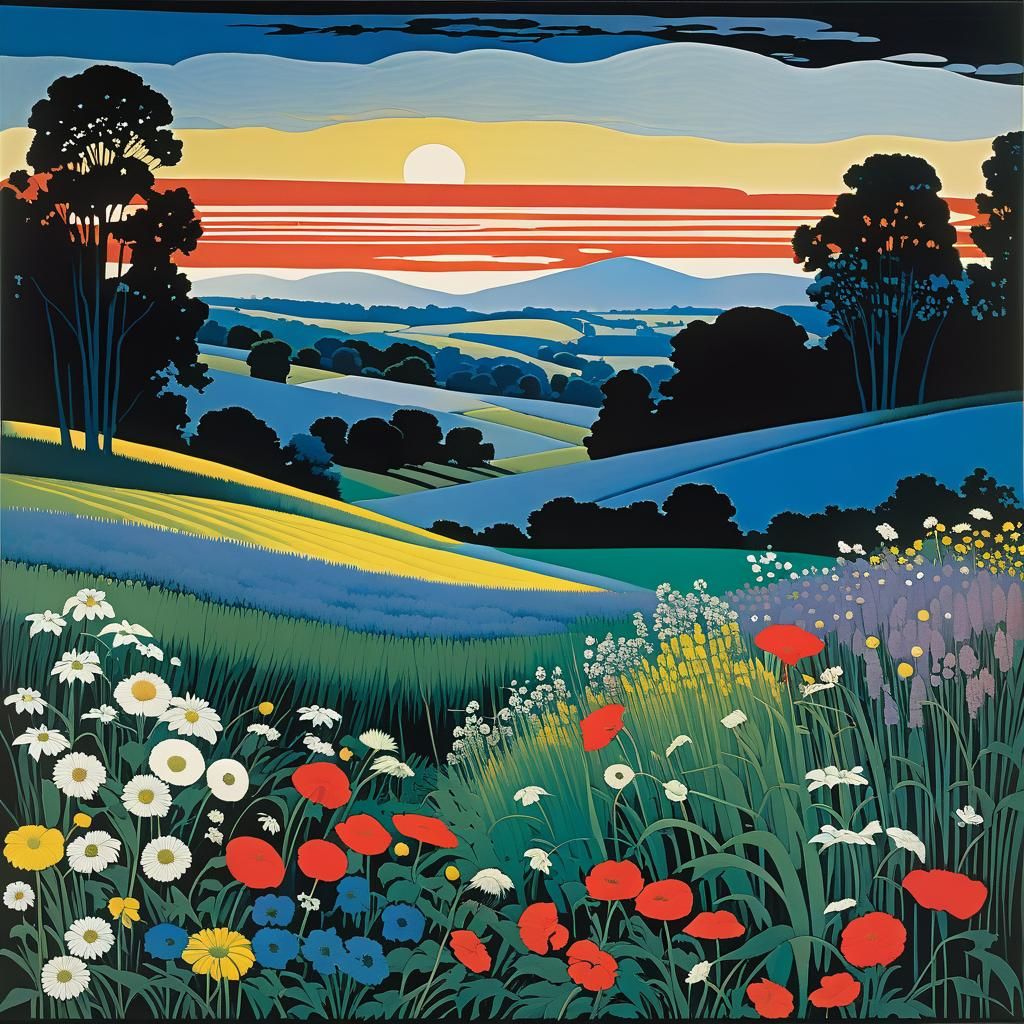 Wildflower Field in Vintage Artistic Styles