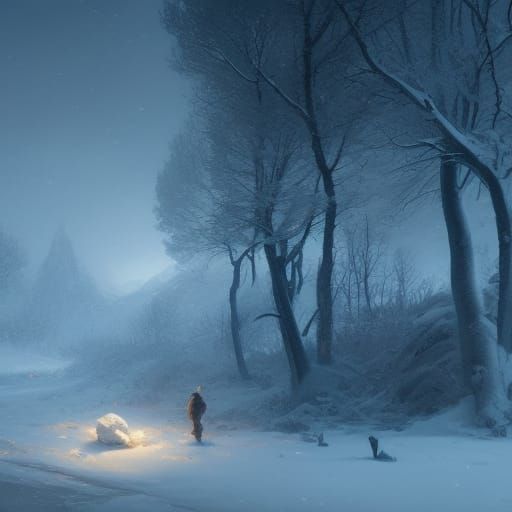 Snowy Landscape in Dark Fantasy Style