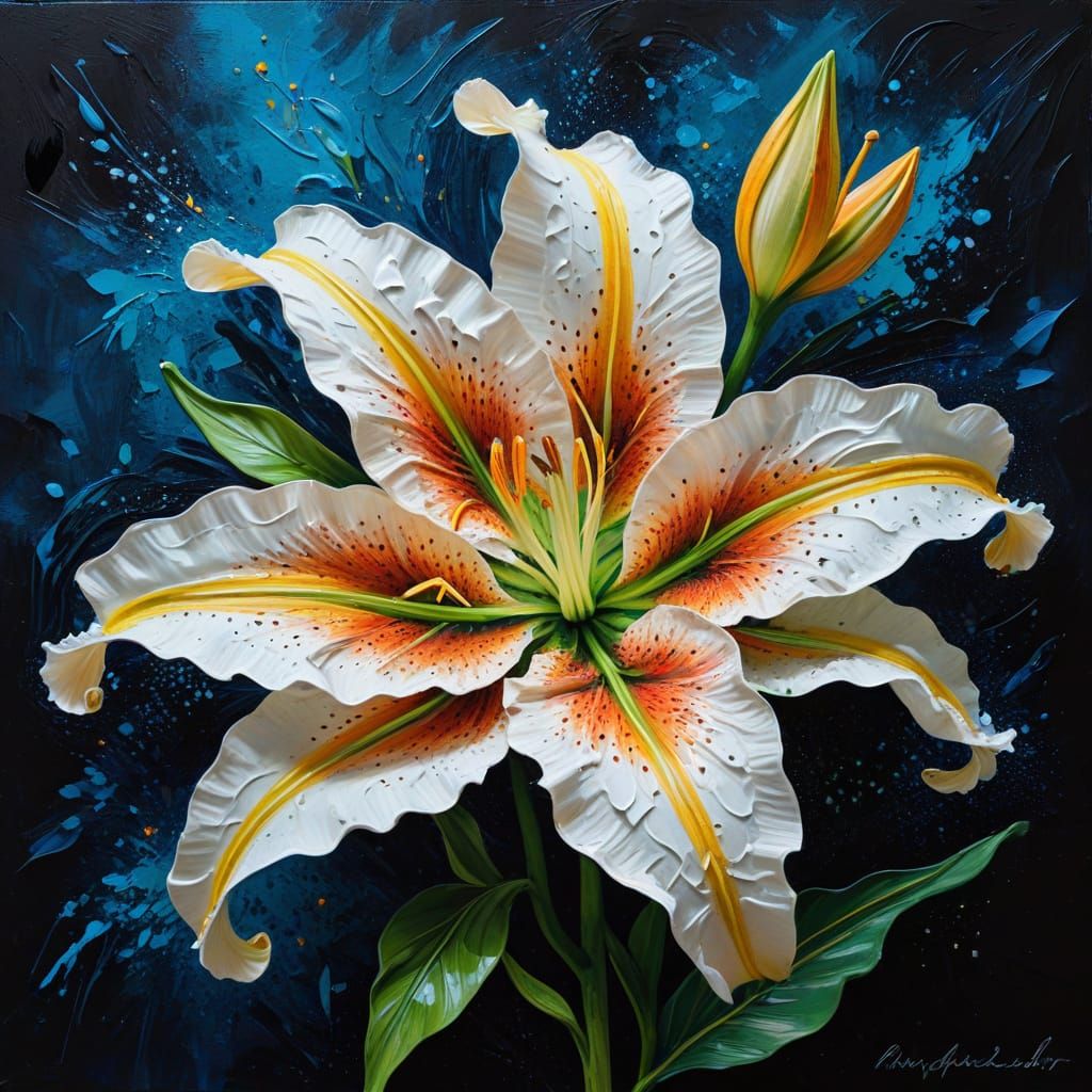 Impasto Stargazer Lily with Dynamic Lighting
