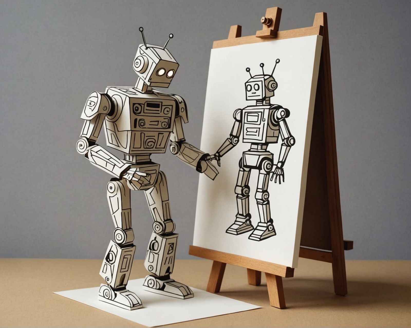 Robot Painter in Kirigami Japanese Paper Art
