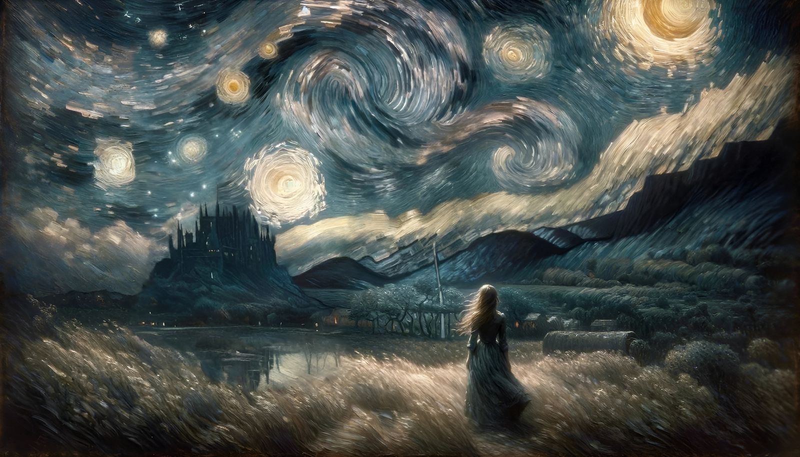 Starry Night Girl: Fantasy Illustration in Macabre Style