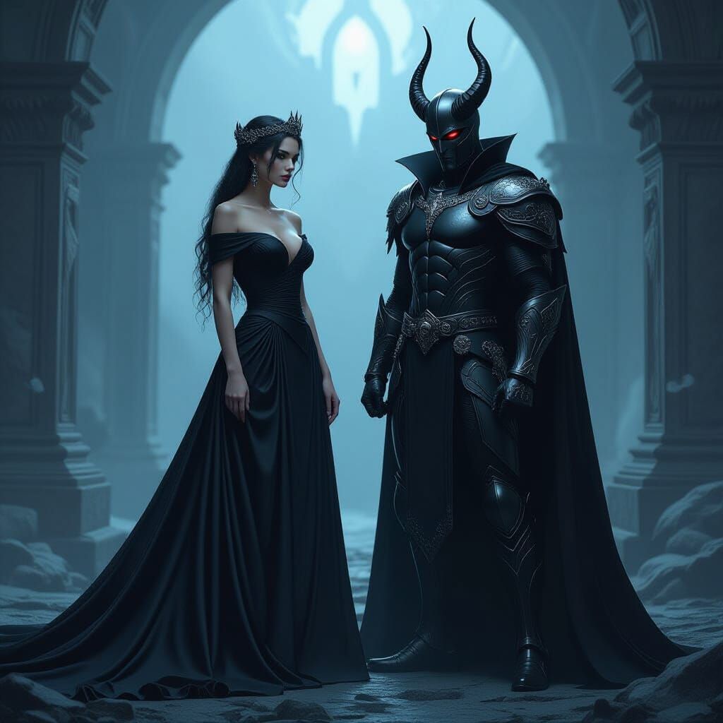 Megaera and Hades in a Mystical Underworld Realm