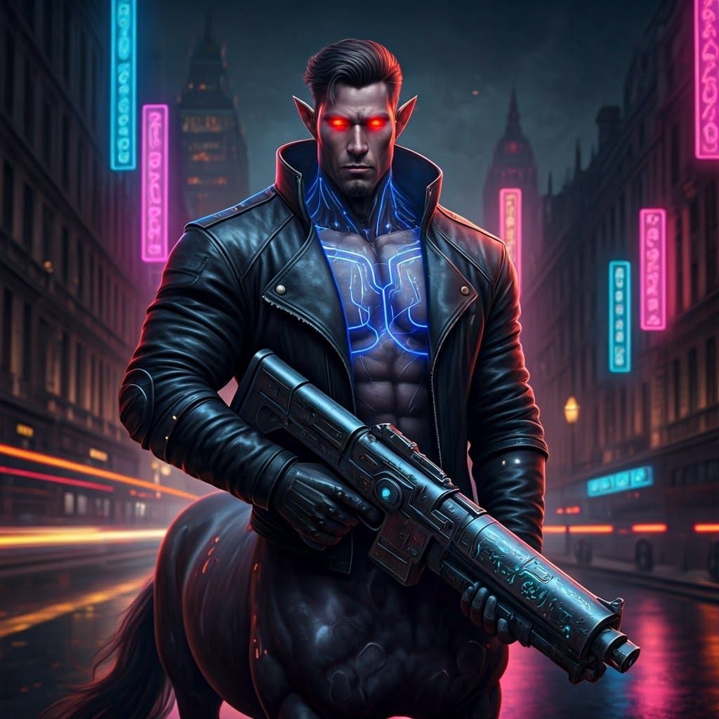 Cybernetic Centaur in Dystopian London: A Sci-Fi Illustratio...