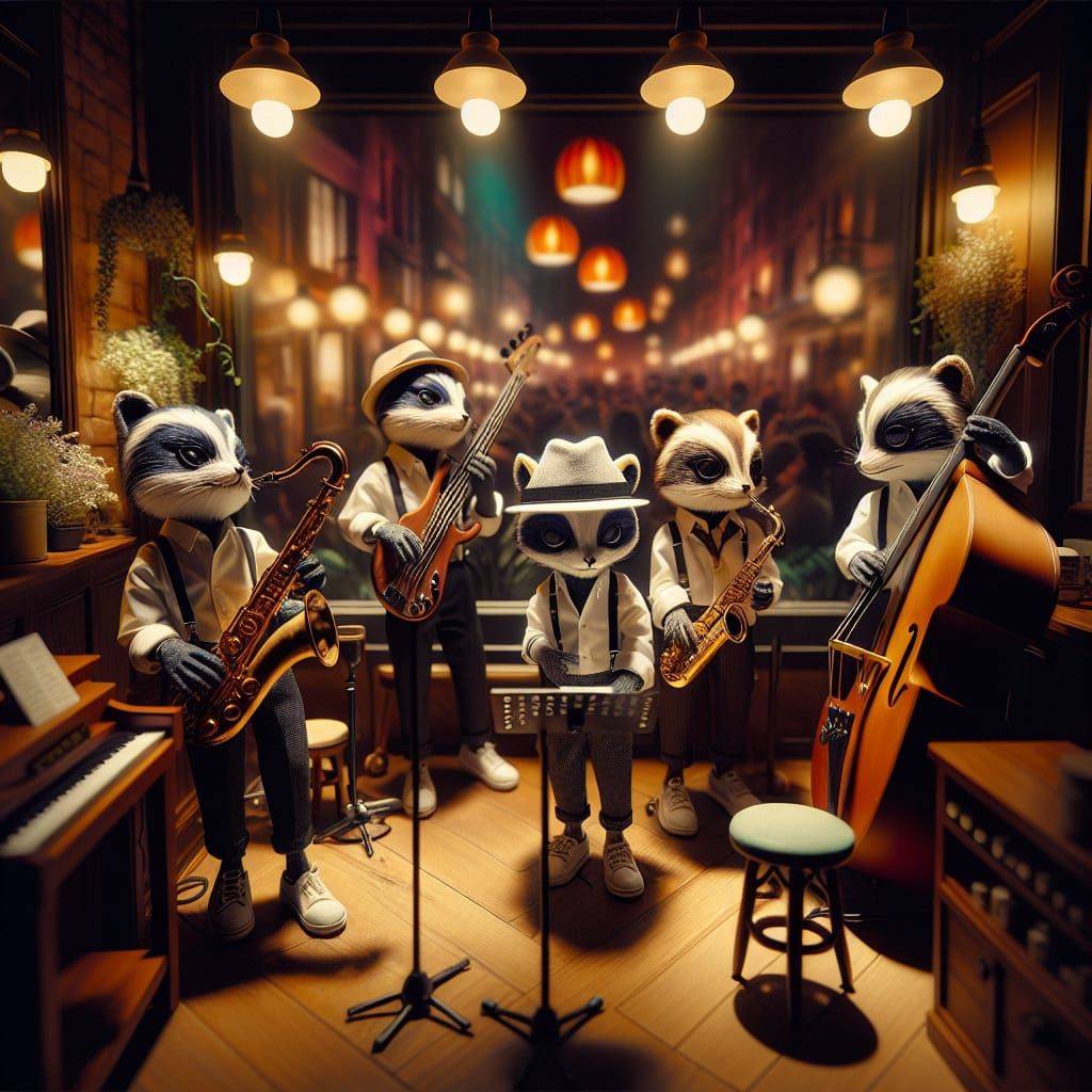 Chibi Skunk Jazz Band in Cozy Cafe