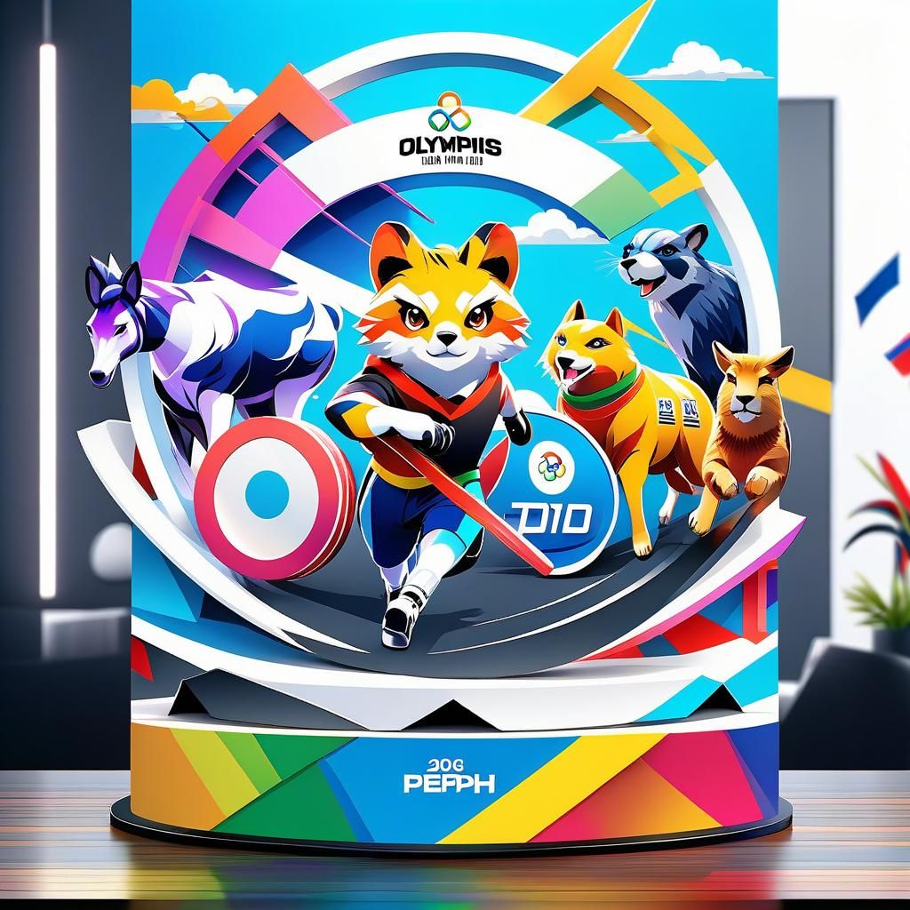 Olympics Animals in Paris: 3D Anime Pop Art Poster