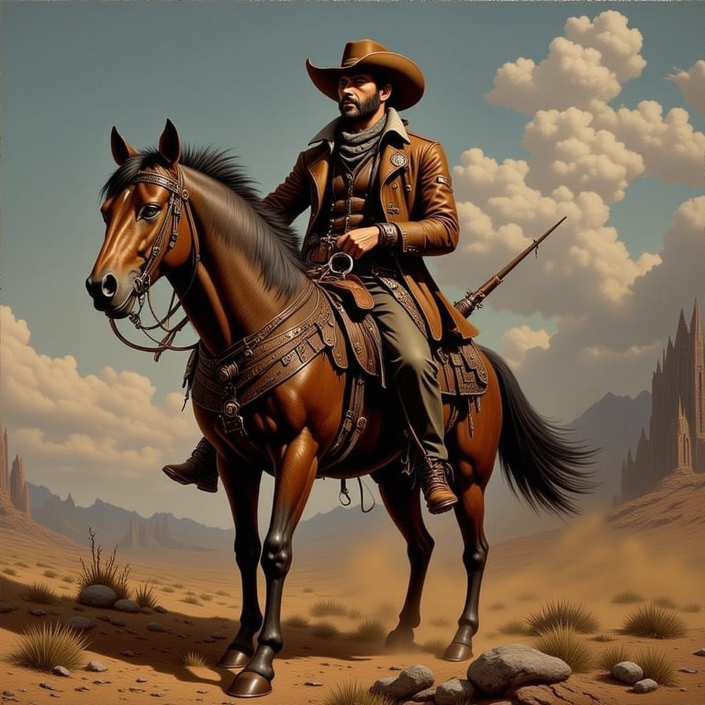 Steampunk Wolf Cowboy in the Old West