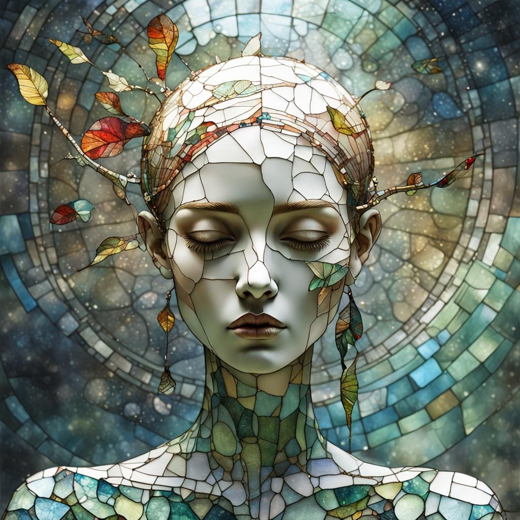 Vibrant Stained Glass Art in Art Brut Style