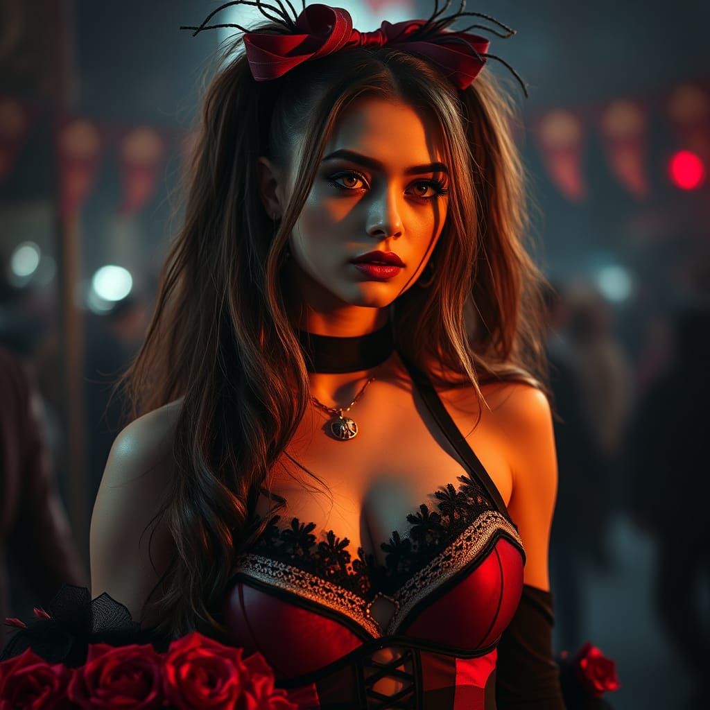 Gothic Cheerleader in Hyperrealistic Style