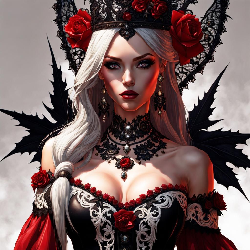Gothic Italian Princess with Black Petals, Splash Art