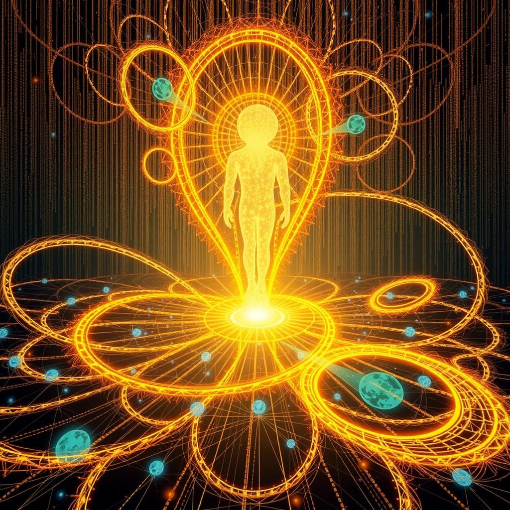 Cosmic Tapestry in Vibrant, Shimmering Colors