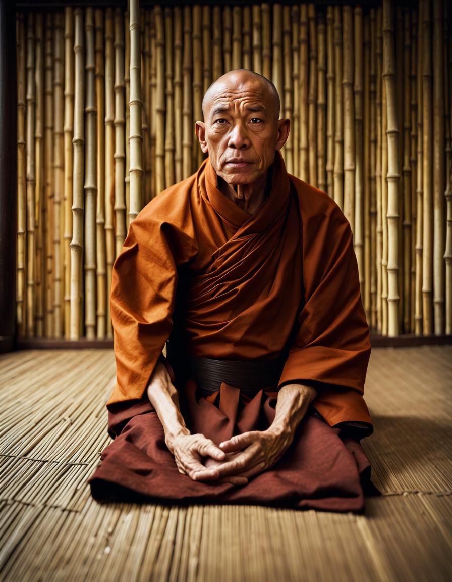 Blissful Monk Portrait in Naturalistic Style