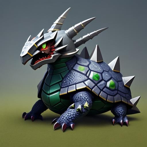 Photorealistic Fakemon: Turtle, Dragon, Cat Hybrid