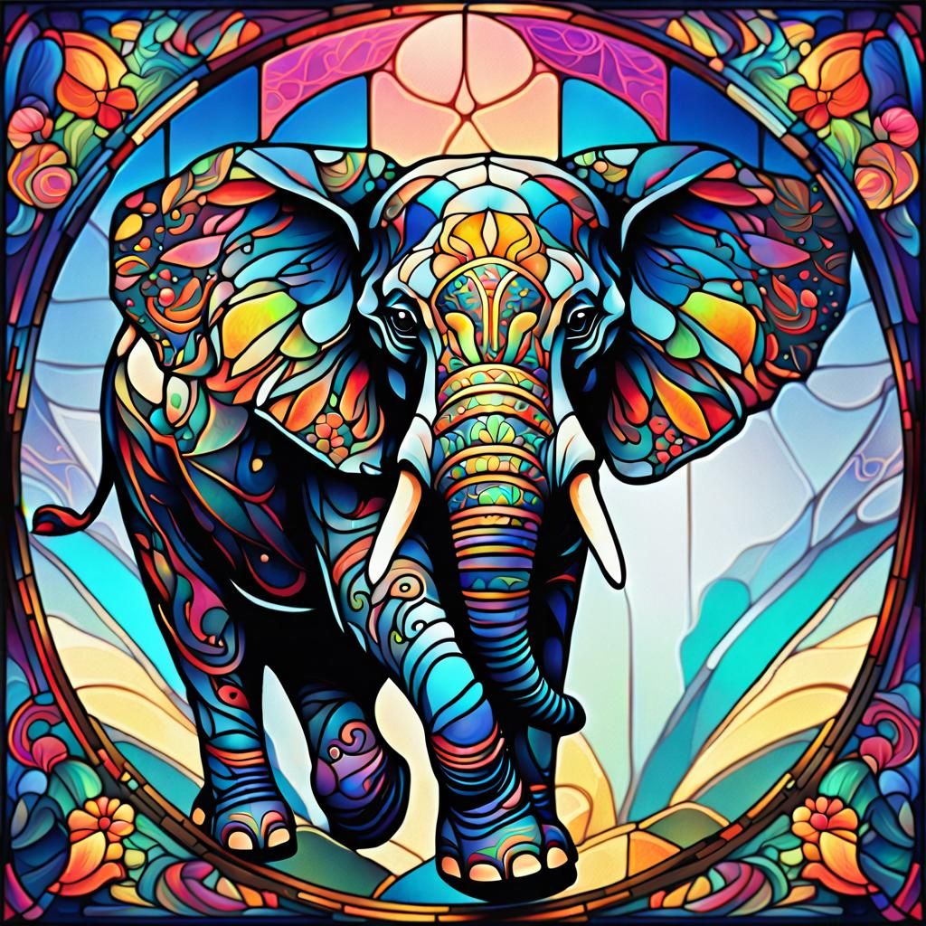 Stained Glass Elephant