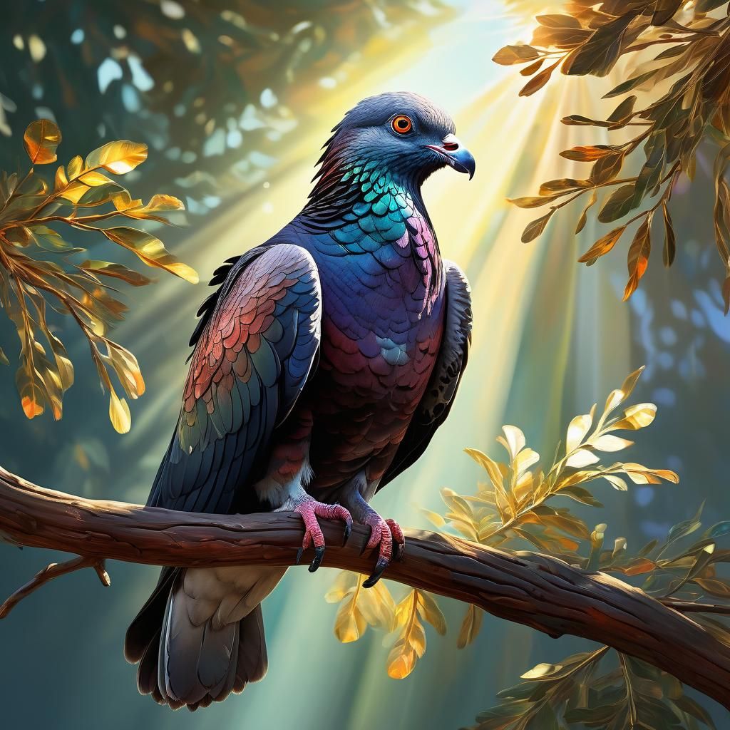 Majestic Pigeon-Eagle Hybrid in Golden Light