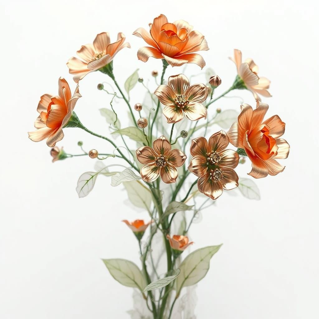 A cellophane plant with foil flowers