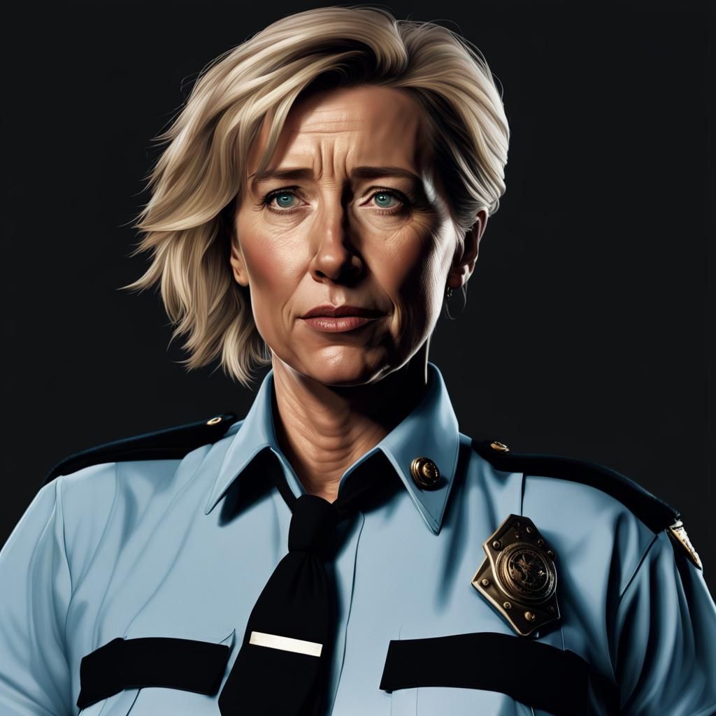 Emma Thompson as Hyperrealistic Police Officer