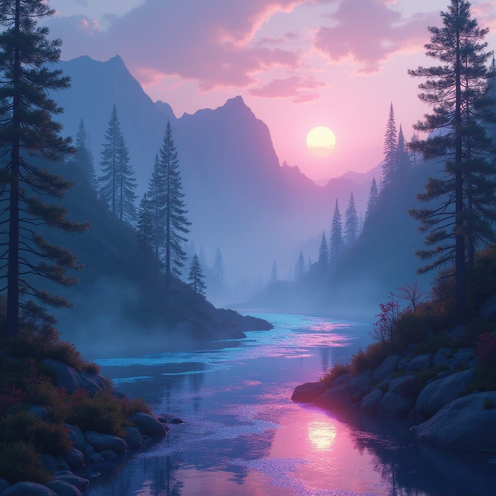 Surreal Fantasy Landscape in Brilliant Complementary Hues